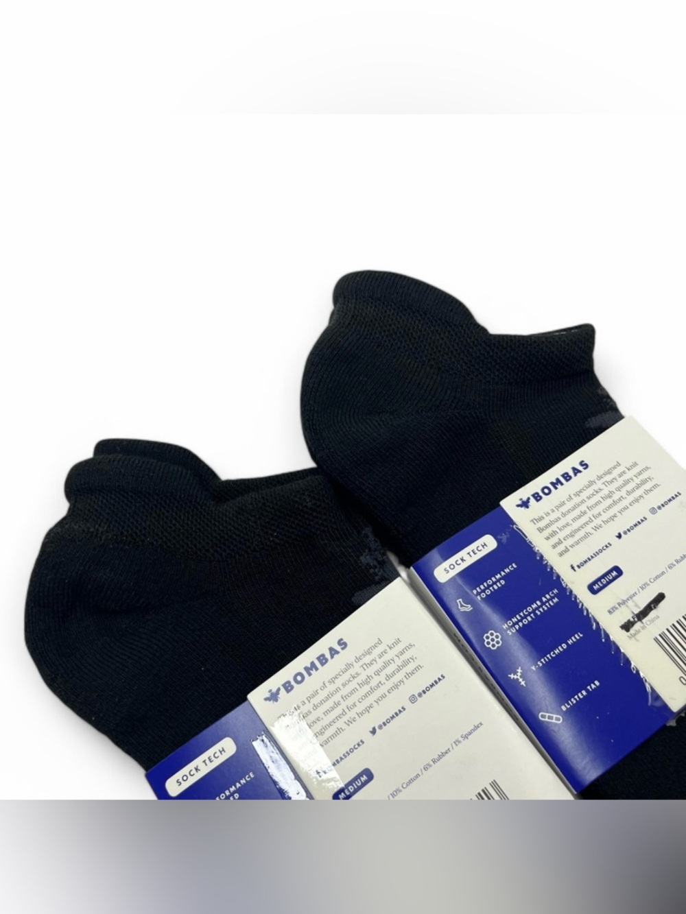 Bundle (Set of 2) Bombas Ankle Socks Size Medium Women's Black Blister Tab - Picture 4 of 4